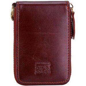 Vintage Full Top Grain Leather Wallet RFID Blocking Multi Card Case with Zipper